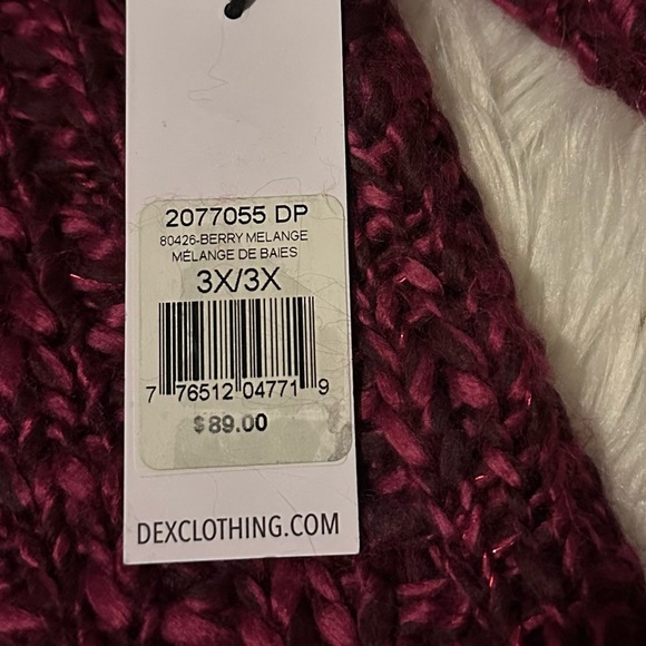 DEX Chunky Knit Sweater In Berry Melange, Size 3X - Picture 6 of 16